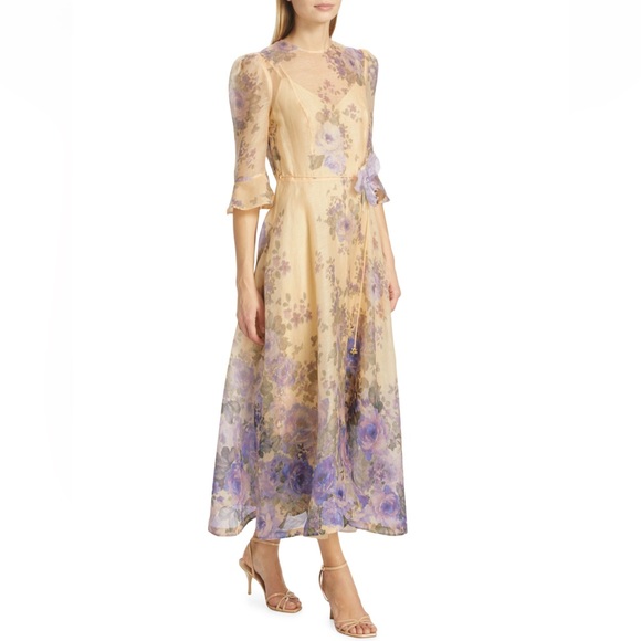 Zimmermann Dresses & Skirts - Zimmermann | Lyrical Flare-Sleeve Midi Dress | Blue Floral Print | AU1(US6)